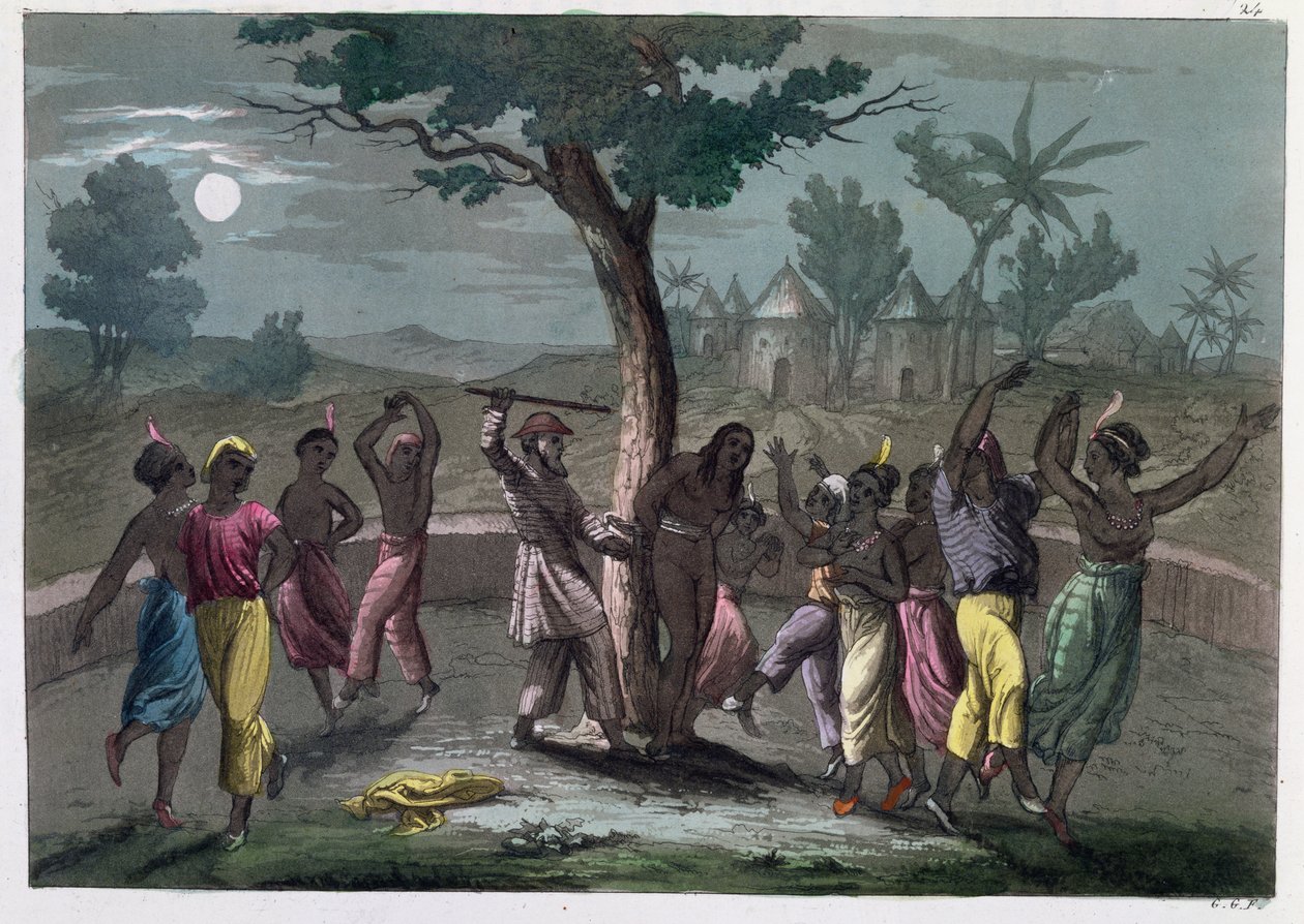 La Danza del Mombo-Jombo, secondo i viaggi di Mungo Park, da Una Storia del Costume di J. Ferrario, pubblicata a Milano c.1820 da Italian School