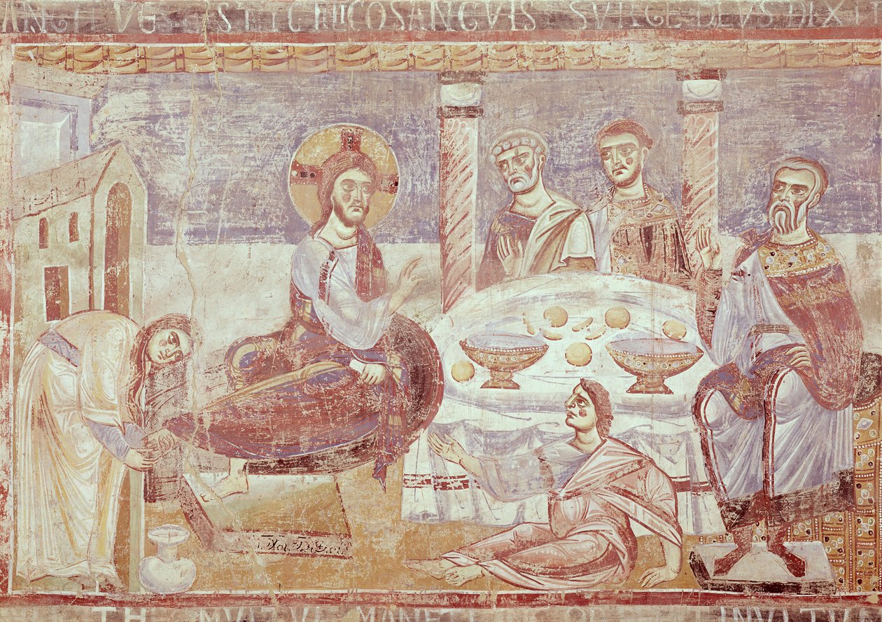 Il Pasto a Casa di Simone il Fariseo, Scuola di Monte Cassino, c.1087 da Italian School
