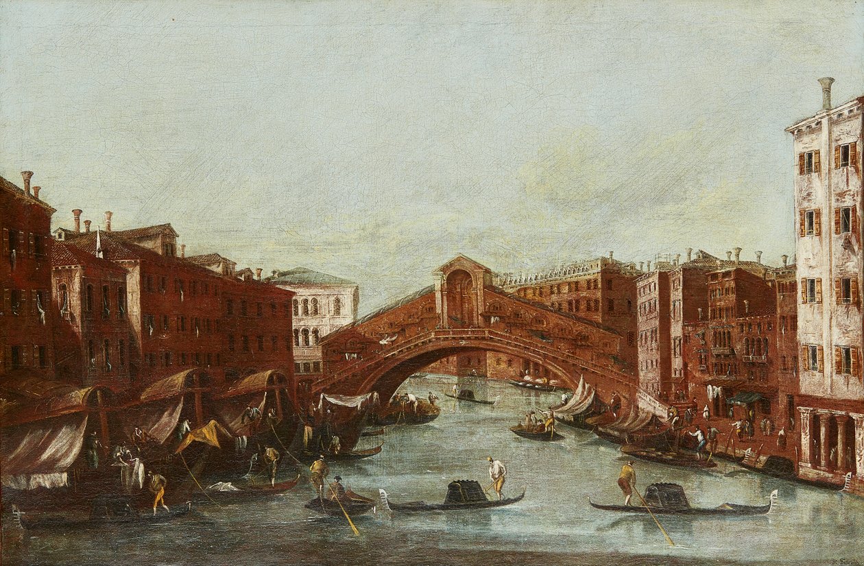 Il Ponte di Rialto dal Canal Grande da Italian School