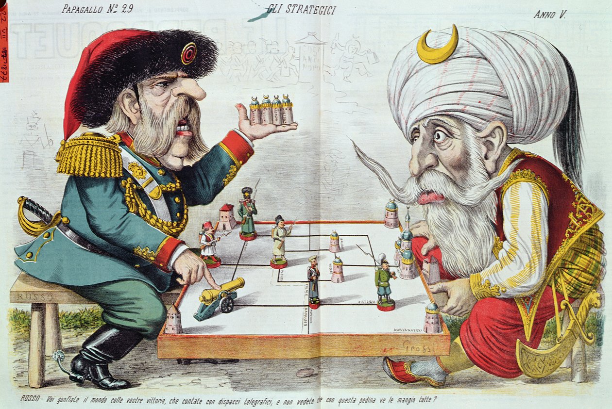 Turchia e Russia che giocano una partita di strategia, da Le Perroquet, 1877 da Italian School