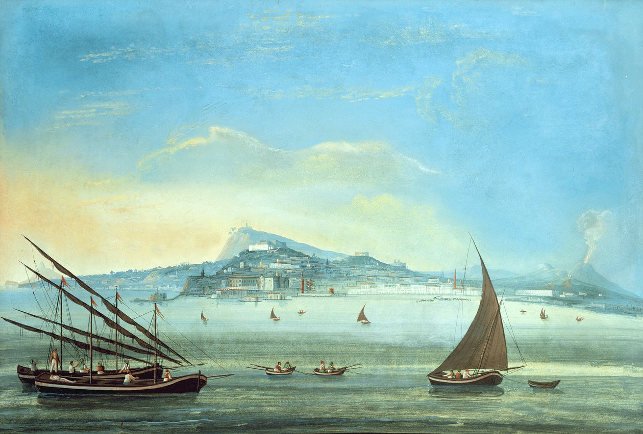 Veduta di Napoli (gouache su pannello) da Italian School
