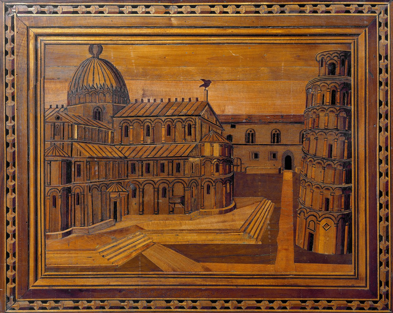 Veduta della Cattedrale di Pisa e della Torre Pendente sulla Piazza dei Miracoli da Italian School