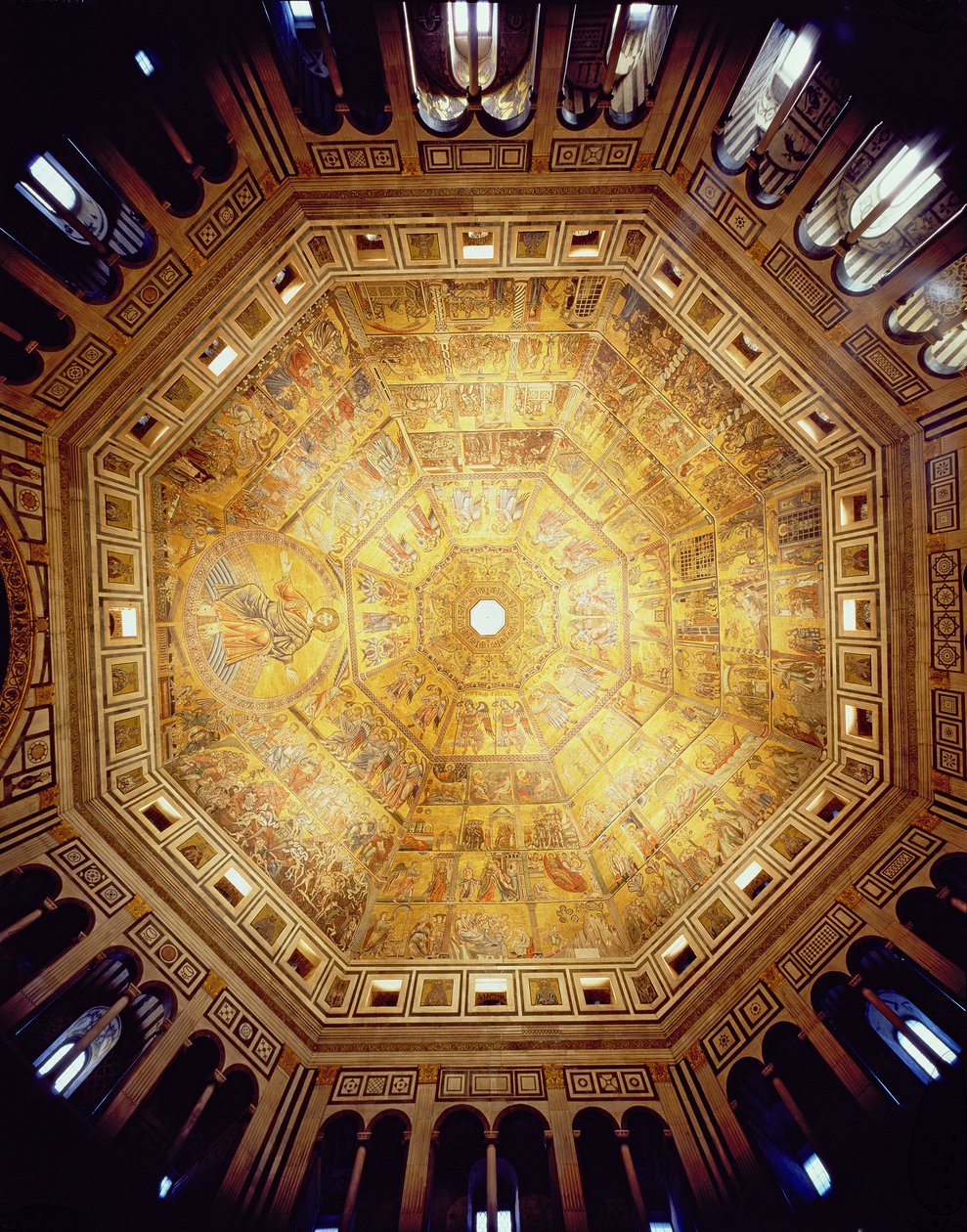Vista del soffitto a mosaico, iniziato c.1225 (mosaico) da Italian School