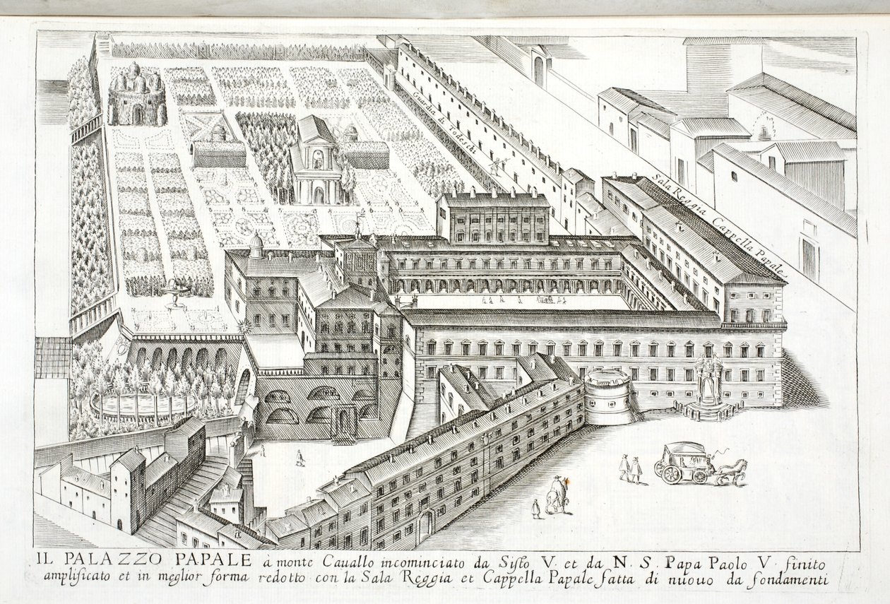 Veduta del Palazzo Papale al Monte Cavallo da Italian School
