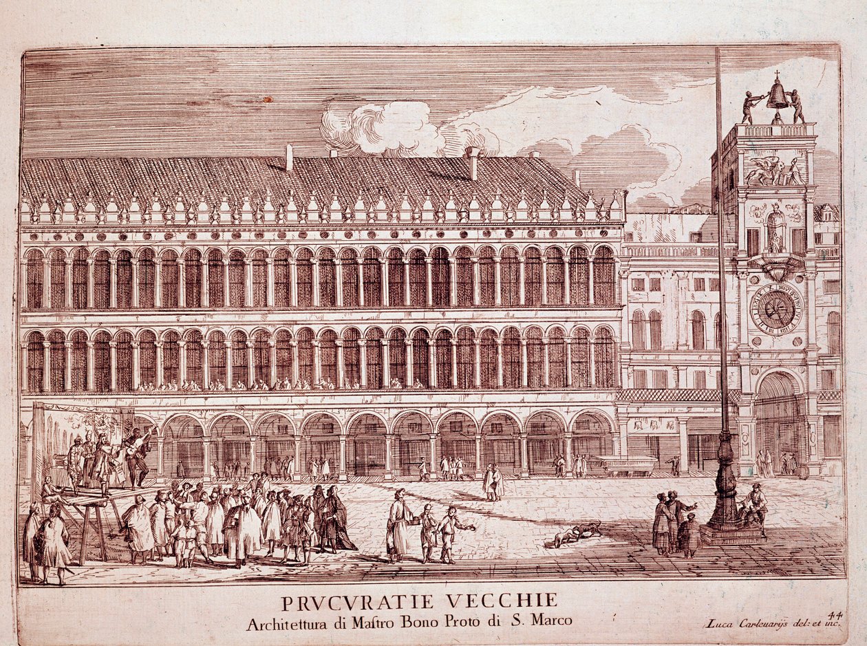 Vista delle Procuratie Vecchie in Piazza San Marco a Venezia da Italian School