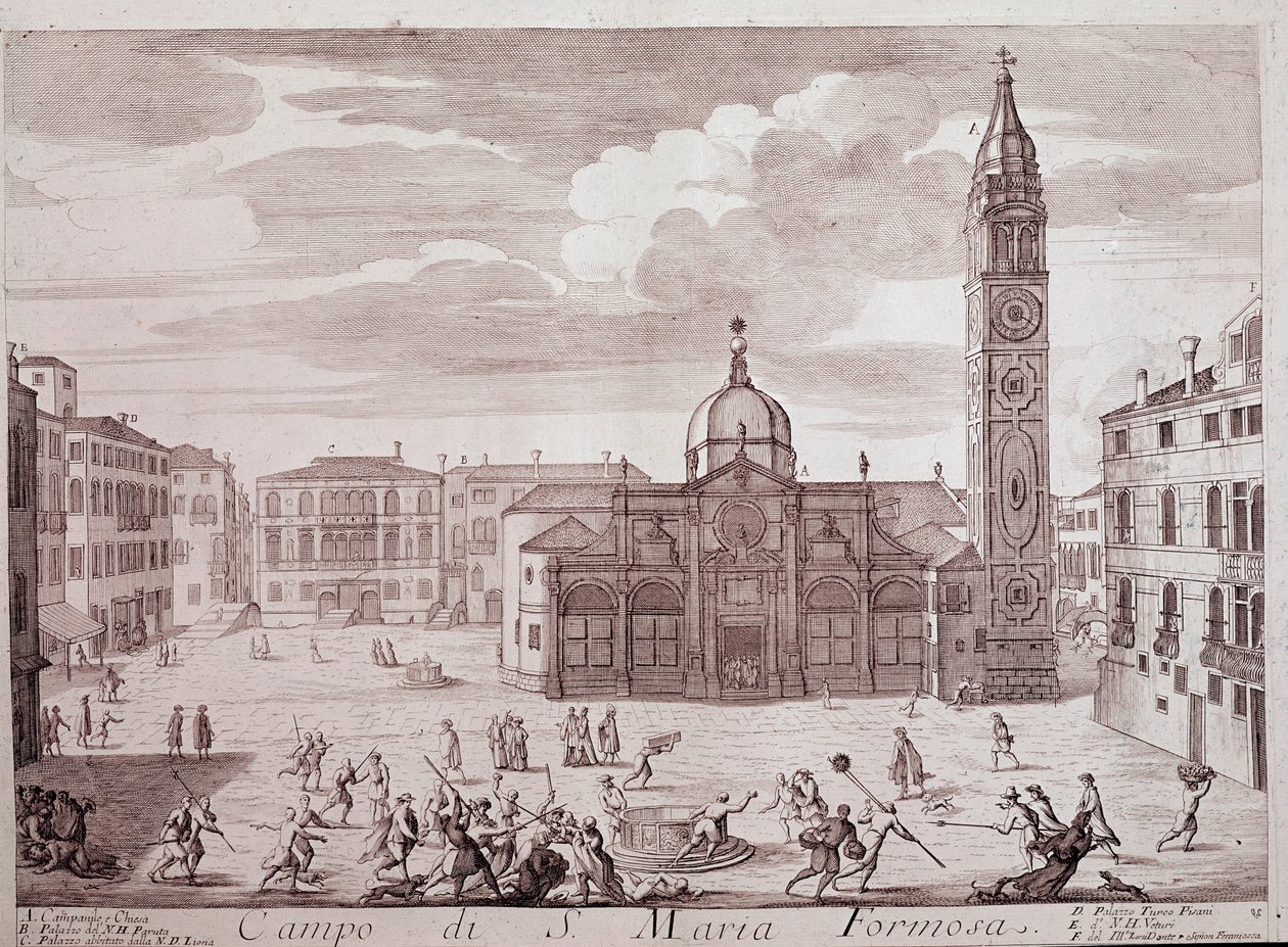 Veduta della piazza della chiesa di Santa Maria Formosa a Venezia da Italian School
