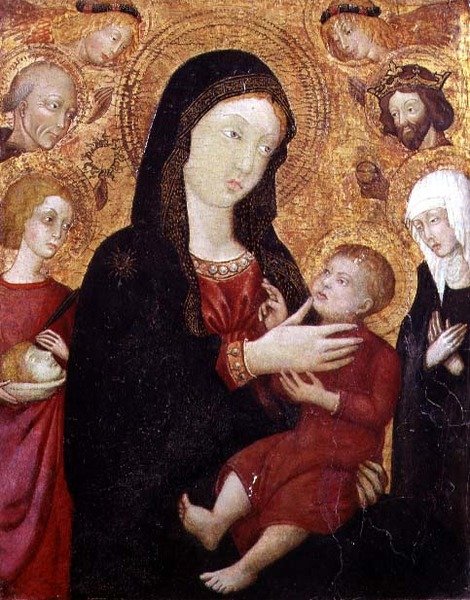 Vergine e Bambino con S. Bernardino, Sigismondo, Chiara e Crescentio, 2ª metà del XV secolo da Italian School