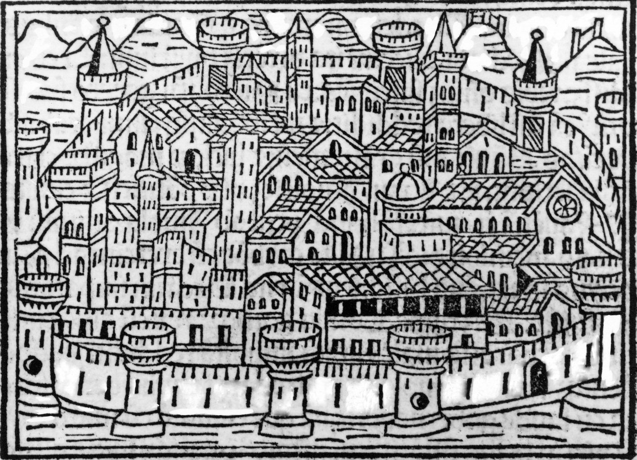 Città murata da Supplementum Chronicarum di Giacomo Filippo Foresti, 1506 da Italian School