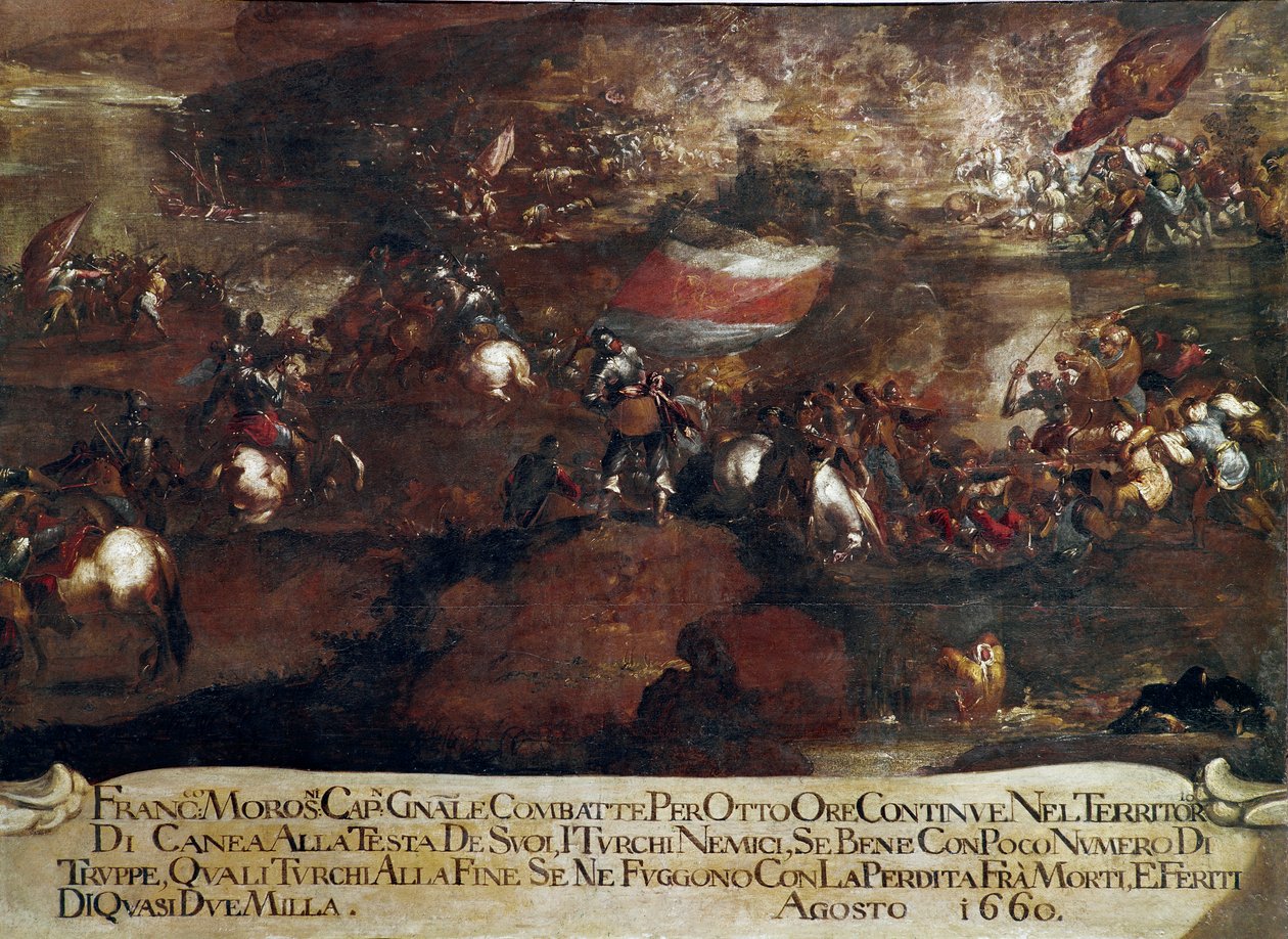 Guerra di Candia (Creta): Battaglia di Chania guidata da Francesco Morosini nell