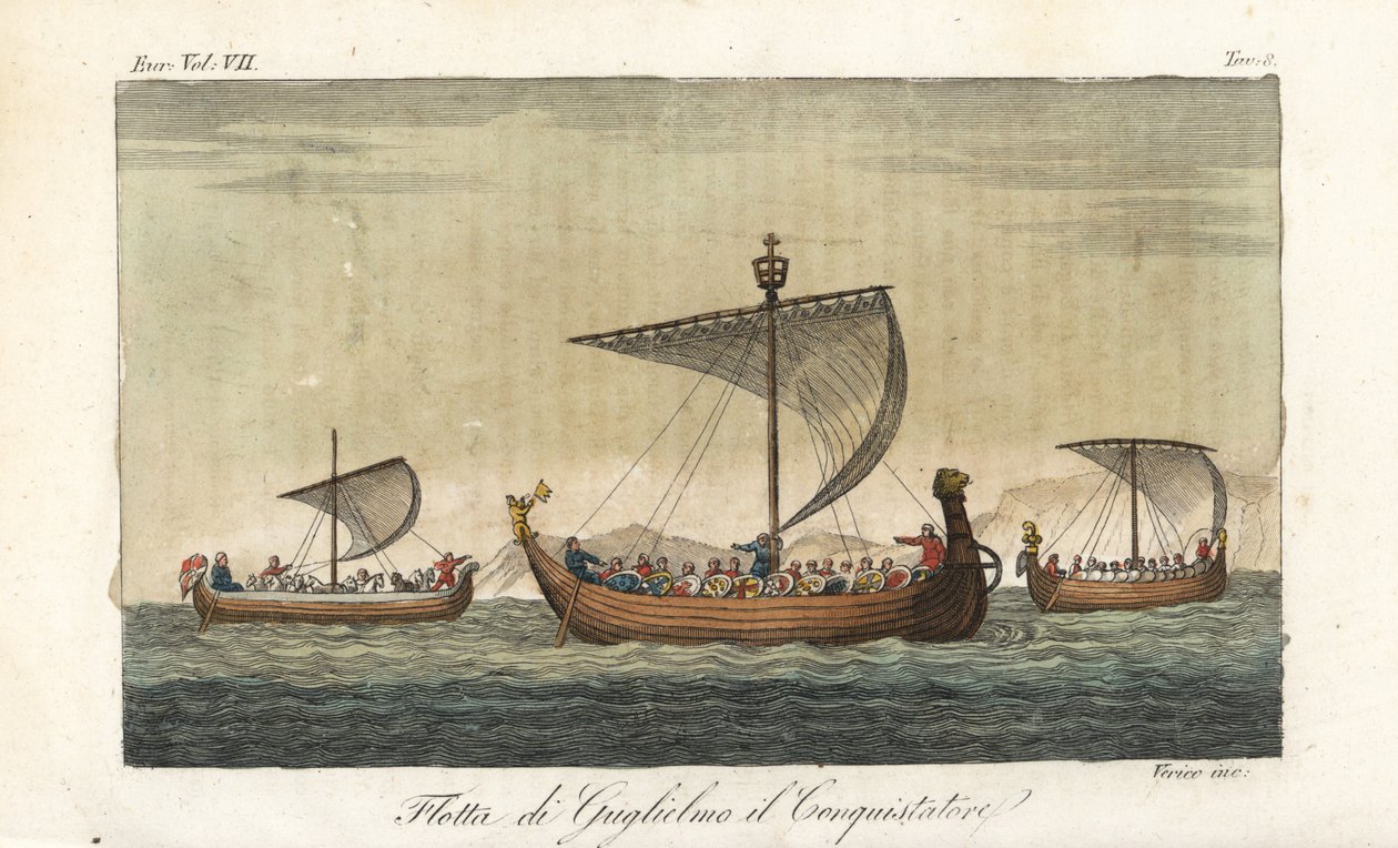 La flotta di navi da guerra di Guglielmo il Conquistatore da Italian School