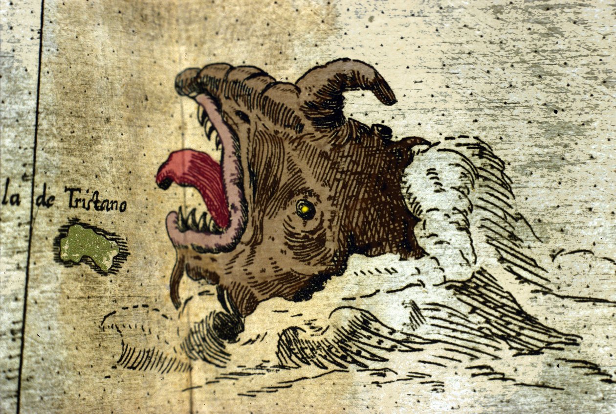 Rappresentazione di un mostro marino vicino all