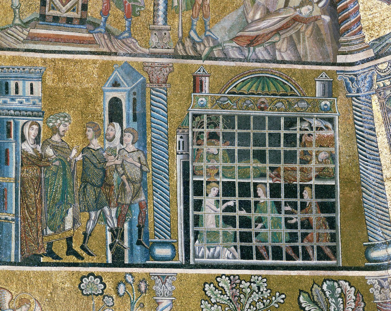 Giuseppe gettato in prigione (mosaico) da Italian school