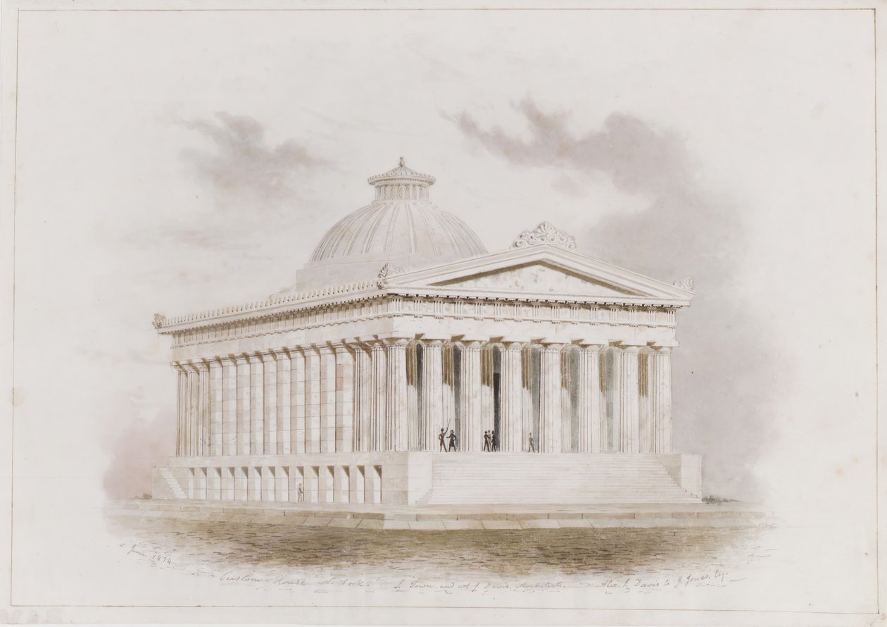 U. S. Custom House, New York, prospettiva, 1834 da Ithiel Town