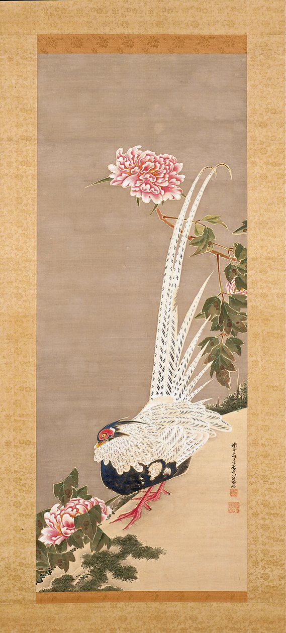 Fagiano argentato e peonie da Ito Jakuchu