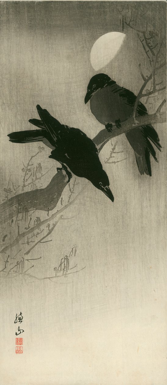 Due corvi, 1920 circa (stampa su blocco di legno) da Ito Sozan
