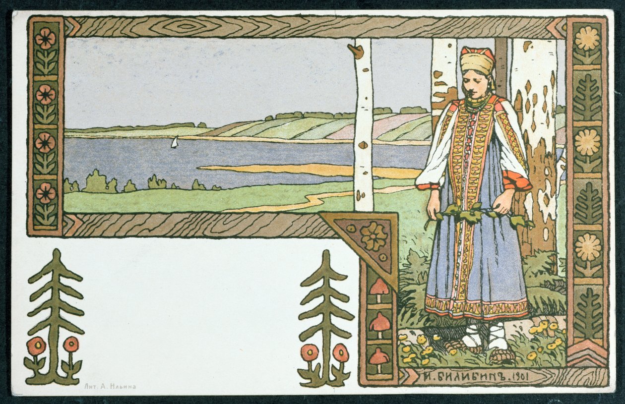 La giovane ragazza e la betulla, 1901 da Ivan Yakovlevich Bilibin