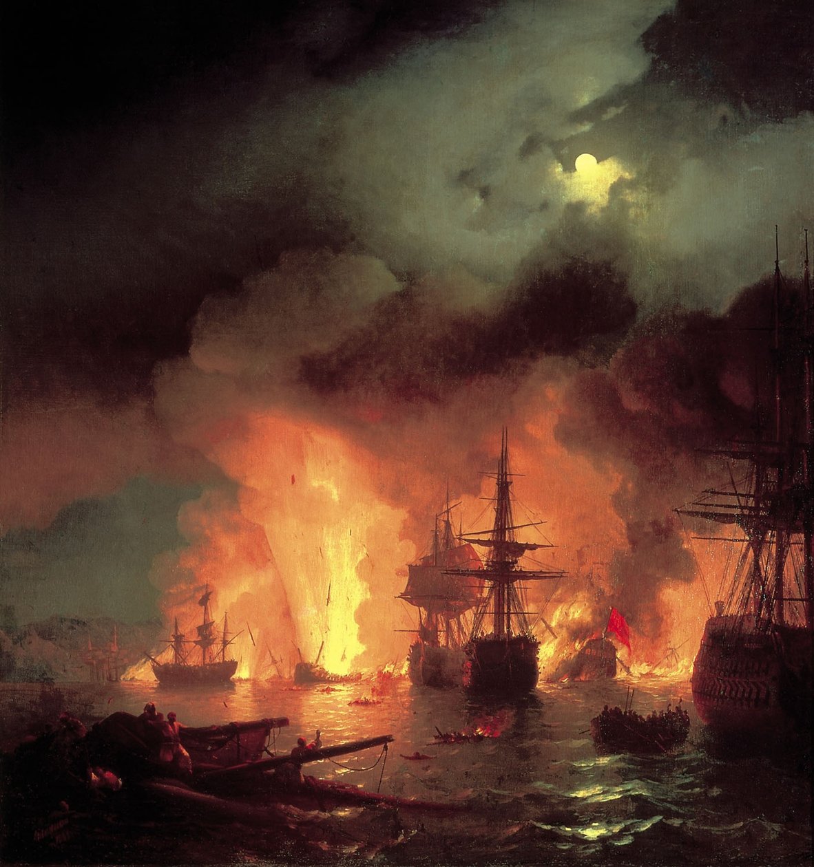 Battaglia di Çesme di notte da Ivan Aivazovsky