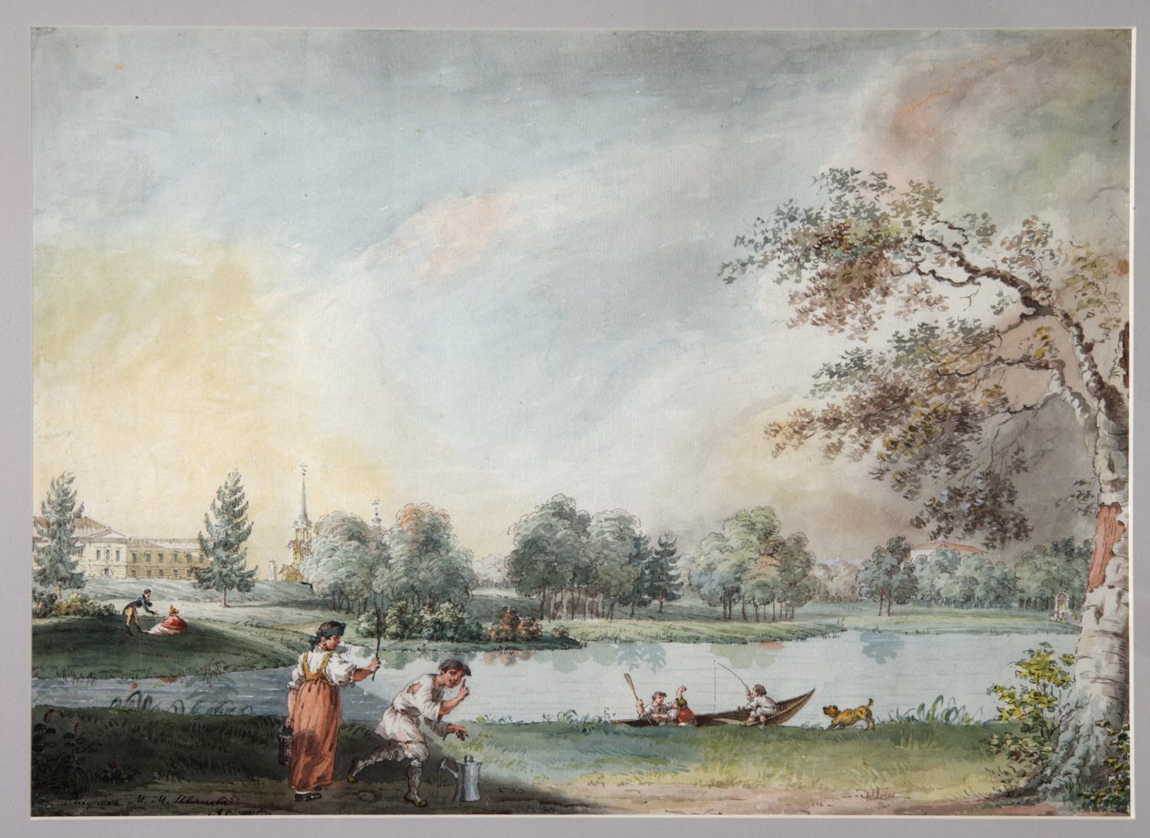 Gli stagni davanti alla tenuta urbana del Conte Alexei Kirillovich Razumovsky a Mosca, primi 1800 da Ivan Alexeyevich Ivanov