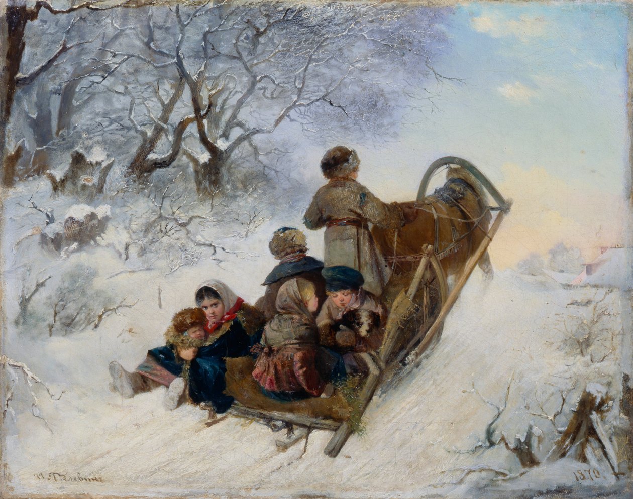 Bambini su una slitta trainata da cavalli da Ivan Andreyevich Pelevin