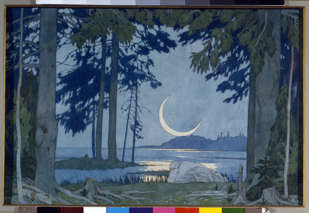 Chiaro di luna sul lago Ilmen da Ivan Yakovlevich Bilibin