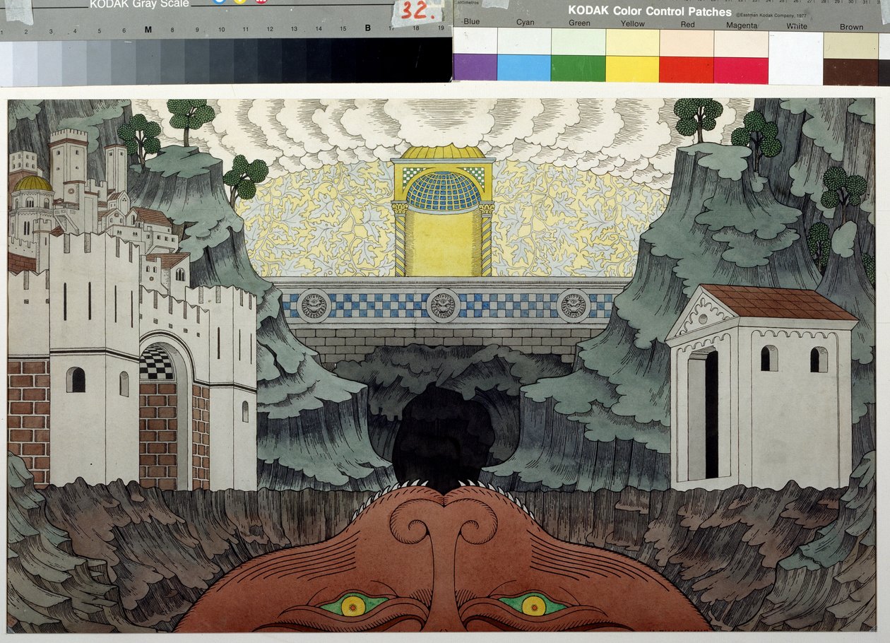Disegno preparatorio per la pièce "Il miracolo di Teofilo" di Rutebeuf da Ivan Yakovlevich Bilibin