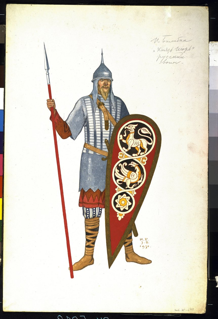 Un guerriero russo nel XII secolo. Costume per l