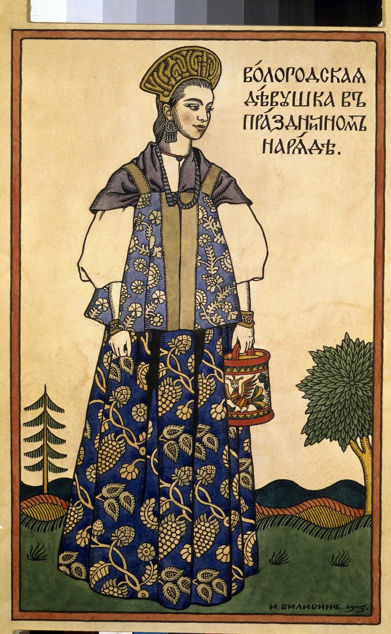 Una fanciulla di Vologda in abito festivo da Ivan Yakovlevich Bilibin