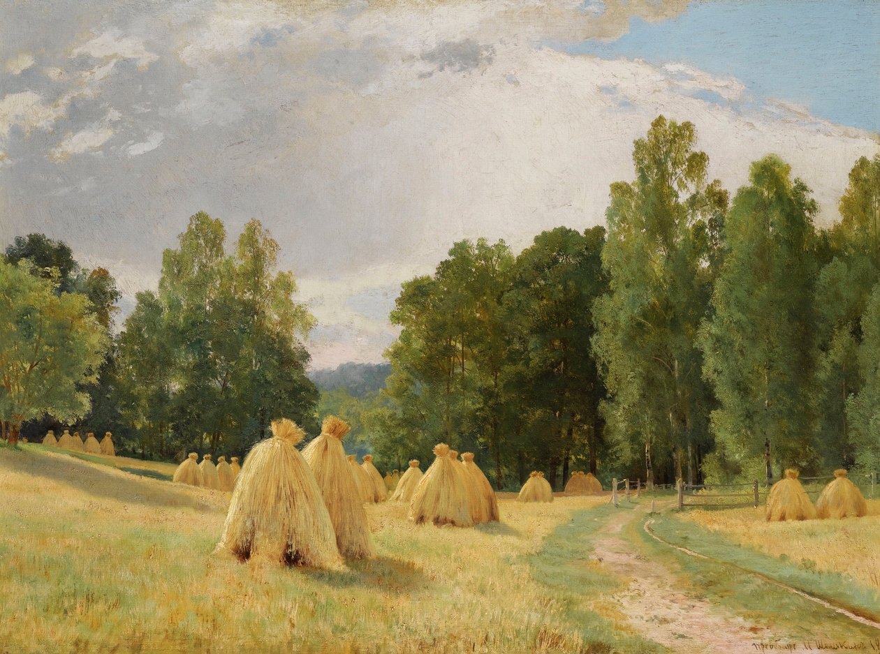 Covoni di fieno a Preobrajenskoie, Russia da Ivan Ivanovich Shishkin