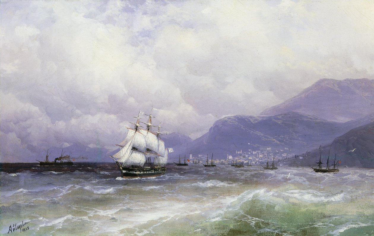 Paesaggio Costiero con Navi al Largo di Trebisonda, 1888 da Ivan Konstantinovich Aivazovsky