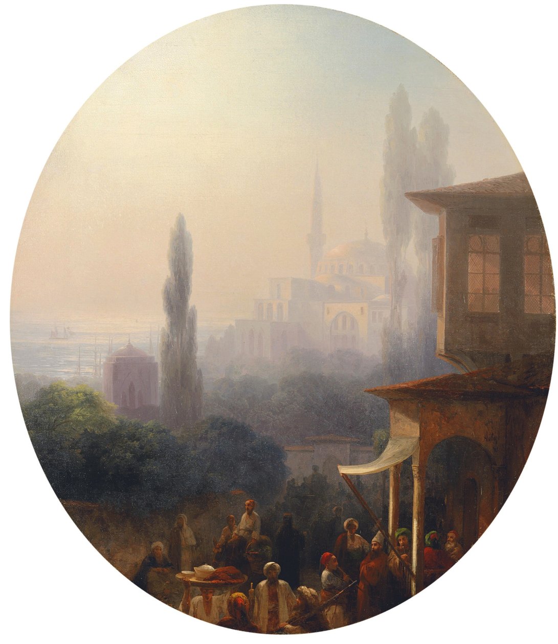 Scena di mercato a Costantinopoli, con la Hagia Sophia sullo sfondo da Ivan Konstantinovich Aivazovsky