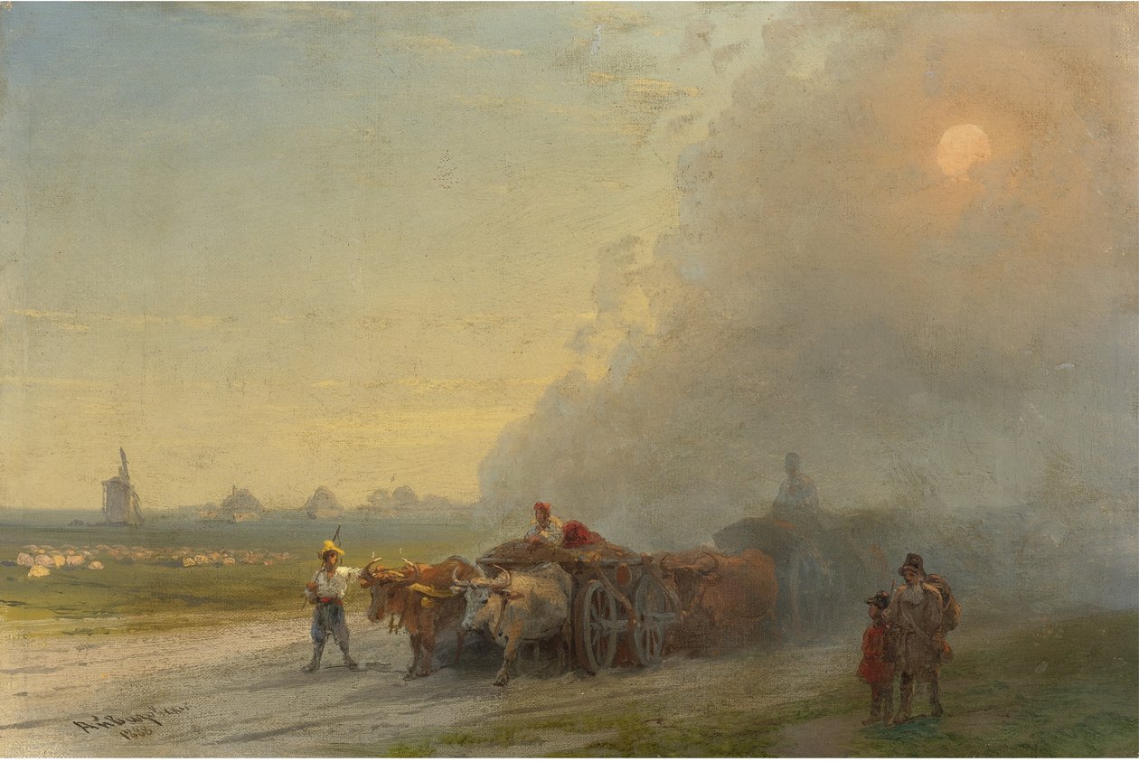 Carri trainati da buoi nella steppa ucraina da Ivan Konstantinovich Aivazovsky