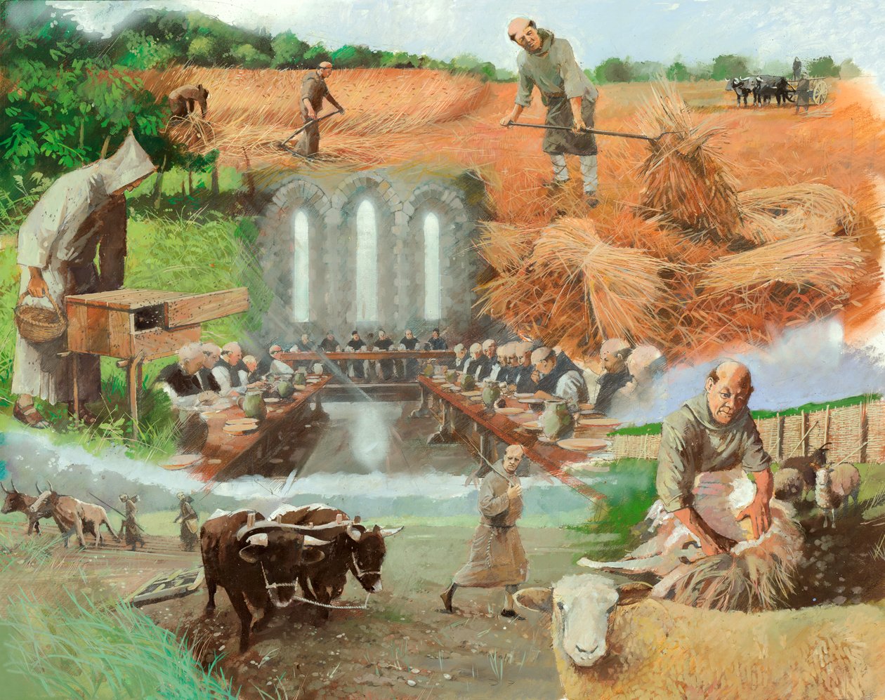 Monaci al lavoro, XIII secolo, c1990-2010 da Ivan Lapper