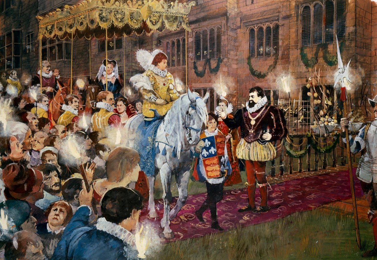Robert Dudley accoglie la regina Elisabetta I al castello di Kenilworth, Warwickshire, luglio 1575 da Ivan Lapper