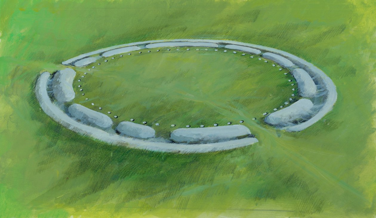 Stonehenge: prima fase comprendente un fossato, un argine e una controcurva che racchiudeva i Fori di Aubrey da Ivan Lapper
