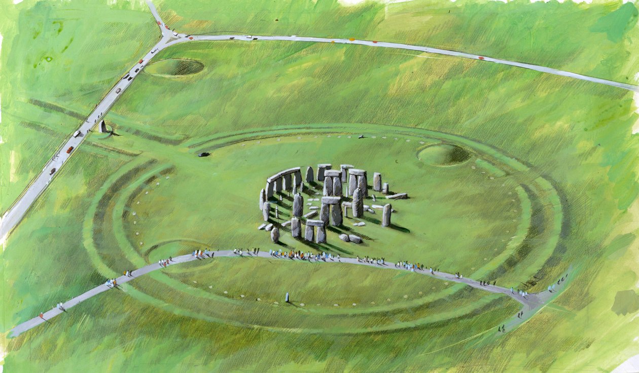 Stonehenge: illustrazione del sito attuale da Ivan Lapper