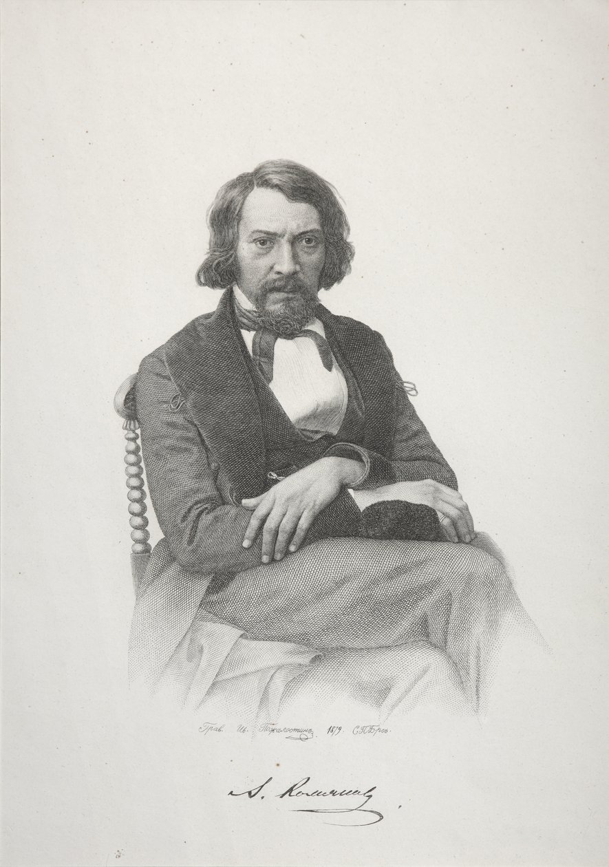 Ritratto di Aleksey Stepanovich Khomyakov, 1879 da Ivan Petrovich Pozhalostin