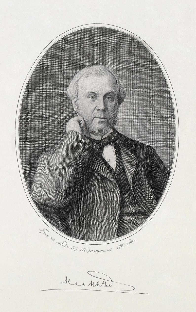 Ritratto di Nikolay Alexeyevich Milyutin 1818-1872, 1883 da Ivan Petrovich Pozhalostin