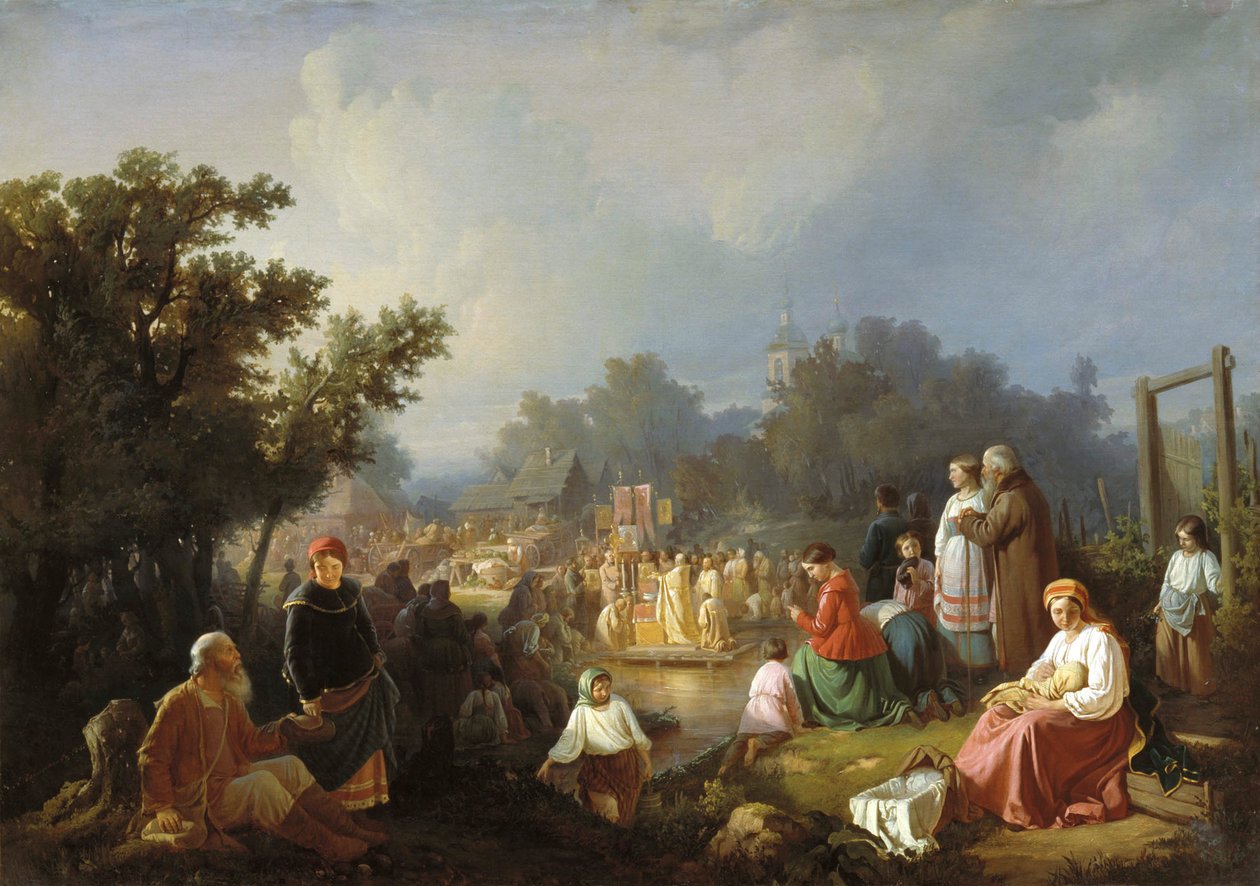 La Benedizione delle Acque in un villaggio di campagna da Ivan Petrovich Trutnew