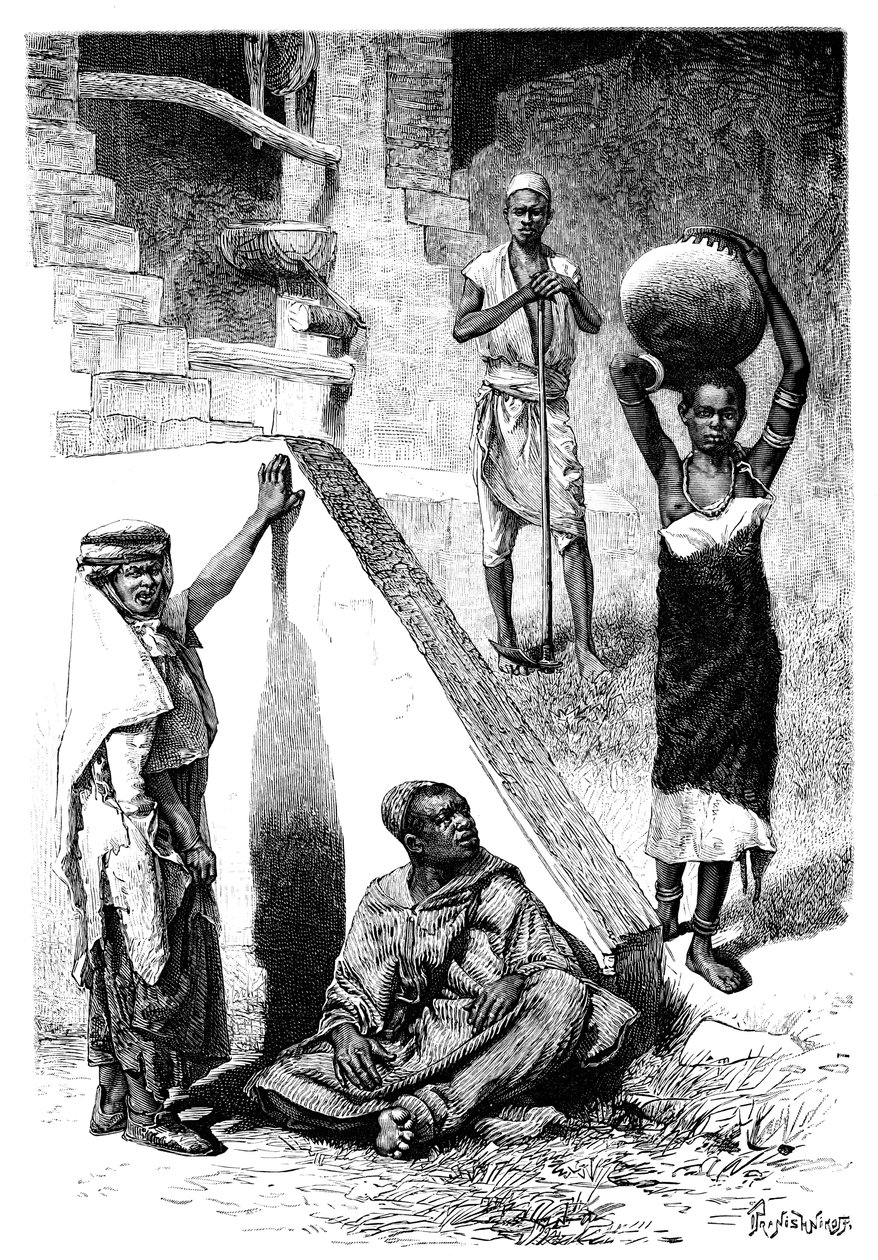 Arabi sudanesi e una schiava Shilluk, Sudan da Ivan Pranishnikoff