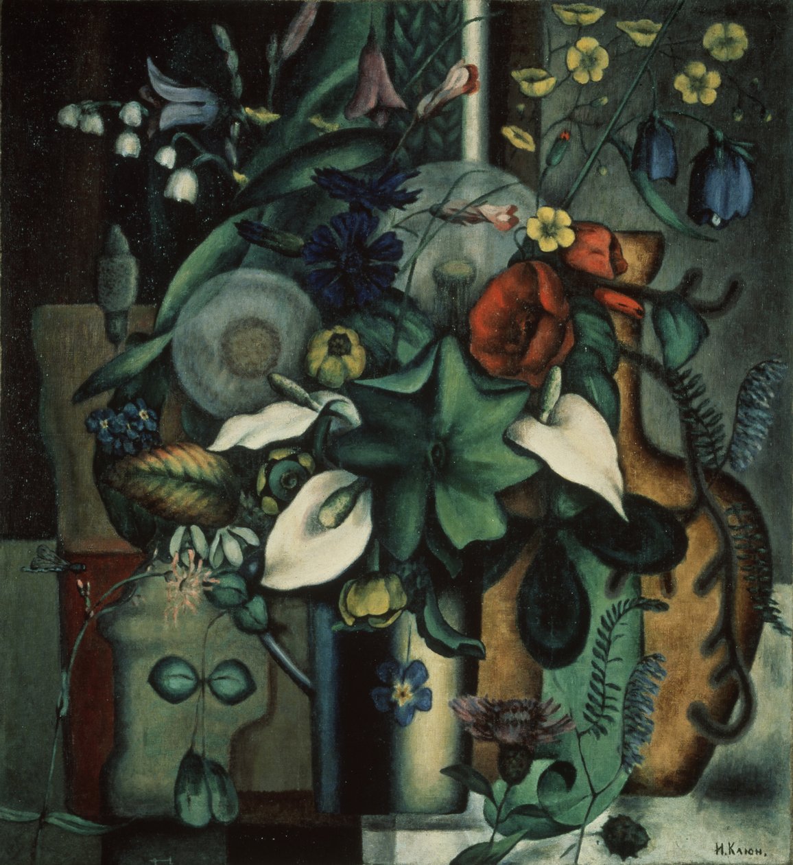 Natura morta con fiori e brocca da Ivan Vassilyevich Klyun