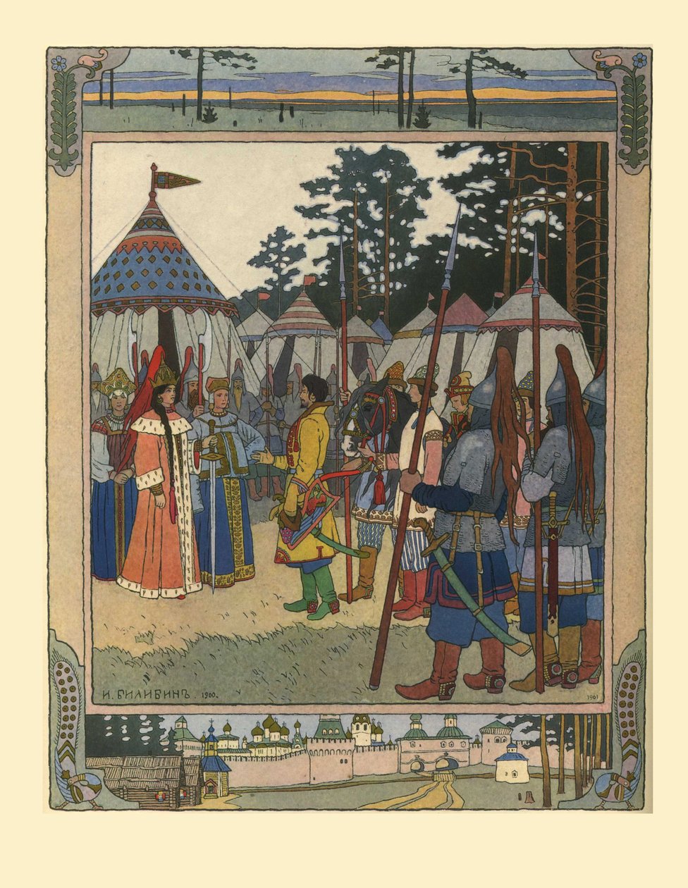 Illustrazione per la fiaba Marya Morevna da Ivan Yakovlevich Bilibin