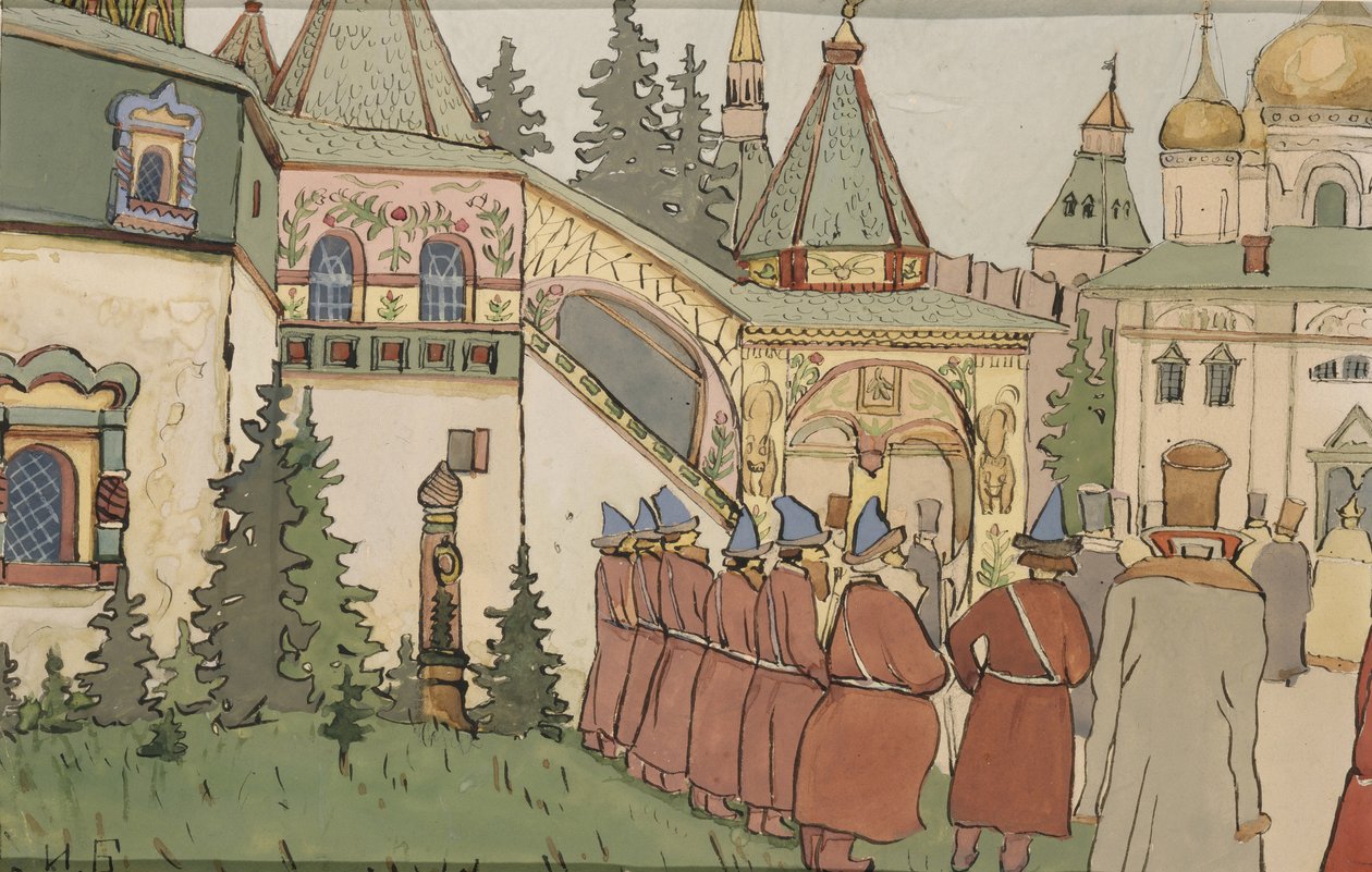 Illustrazione per la fiaba La Piuma di Finist il Falco, primi 1900s da Ivan Yakovlevich Bilibin