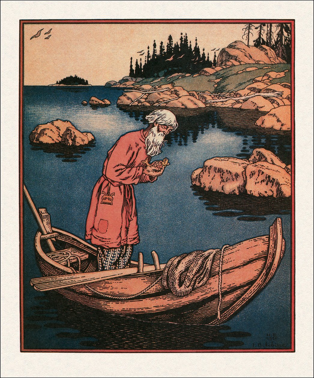 Illustrazione per La fiaba del pescatore e del pesce, 1933 da Ivan Yakovlevich Bilibin
