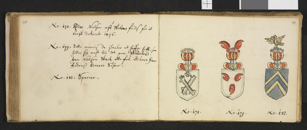 Illustrazione tratta da un archivio privato nella Biblioteca Nazionale intitolata Insignia quædam virorum illustrium in Norvegia quodam habitantium di Iver Nielssøn Hirtzholm da Iver Hirtzholm