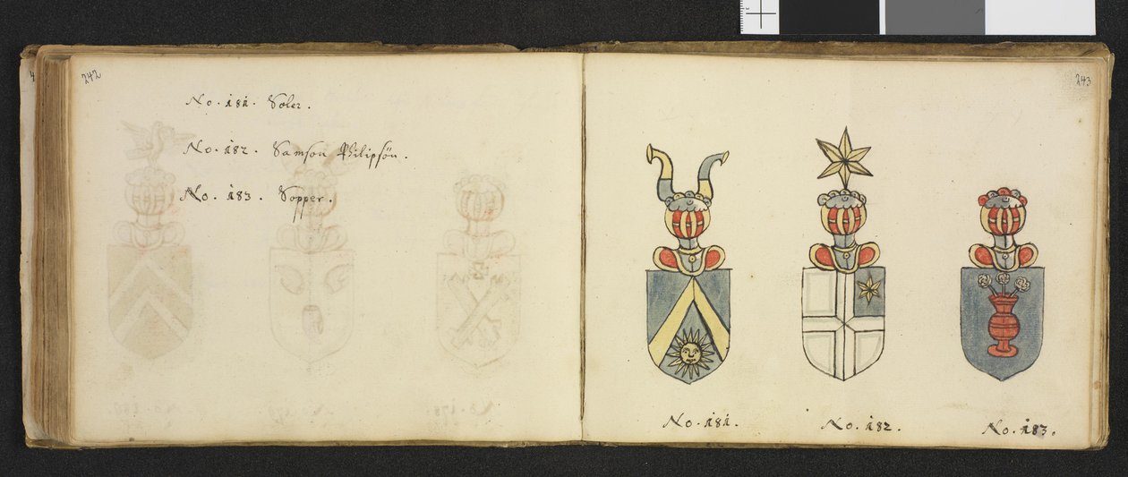 Illustrazione tratta da un archivio privato nella Biblioteca Nazionale intitolata Insignia quædam virorum illustrium in Norvegia quodam habitantium di Iver Nielssøn Hirtzholm da Iver Hirtzholm