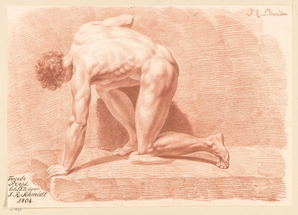 Nudo maschile inginocchiato, visto di lato (2° premio 1804) da Izaak Riewert Schmidt