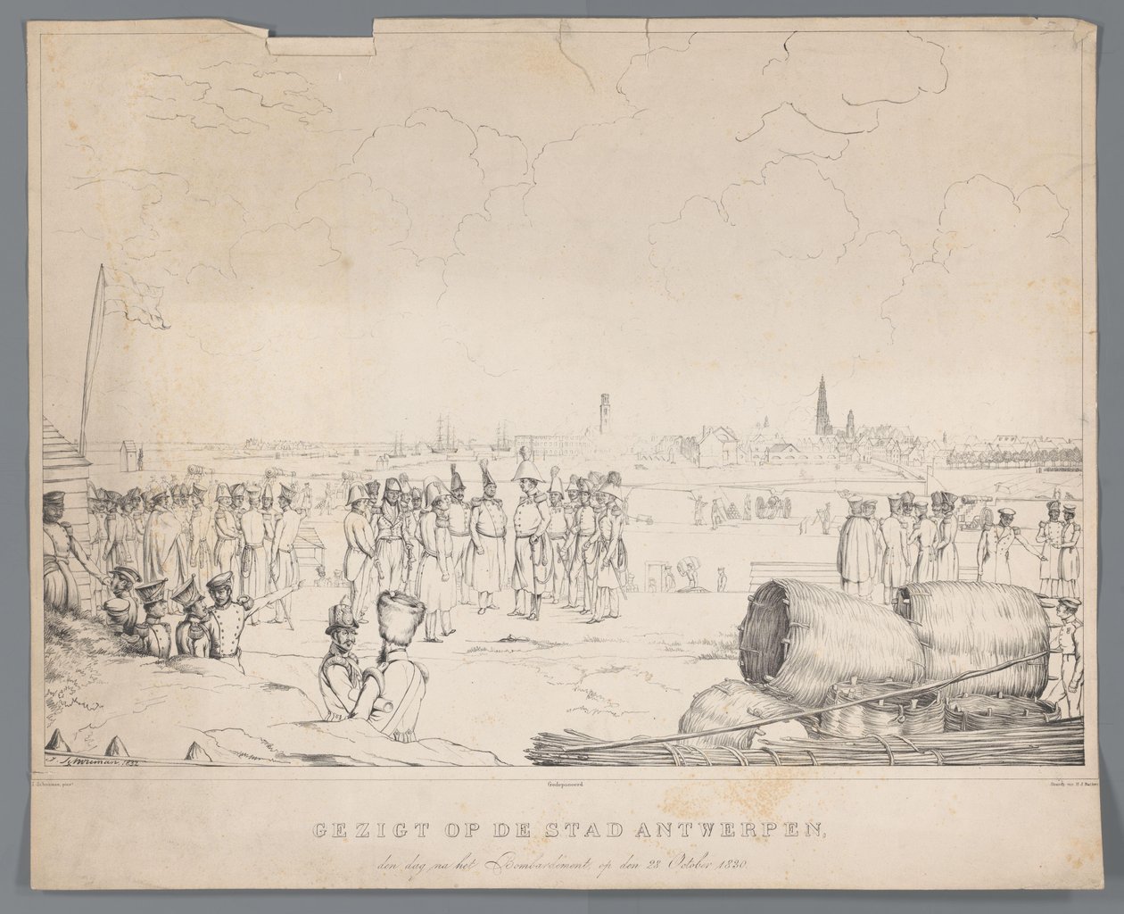 Veduta della città di Anversa il giorno dopo il bombardamento, 28 ottobre 1830 da Izaak Schouman