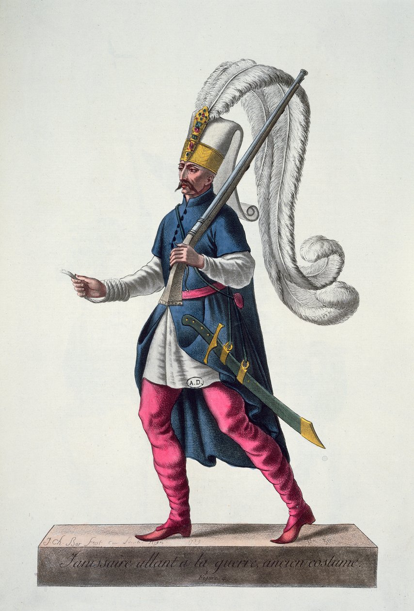 Un giannizzero turco che va in guerra nel costume del XVI secolo, da 
