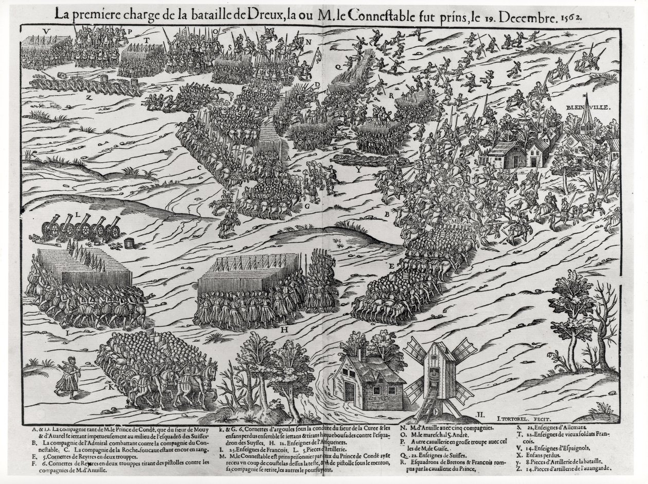 La battaglia di Dreux, 19 dicembre 1562 da J. J. and Tortorel, J. Perrissin