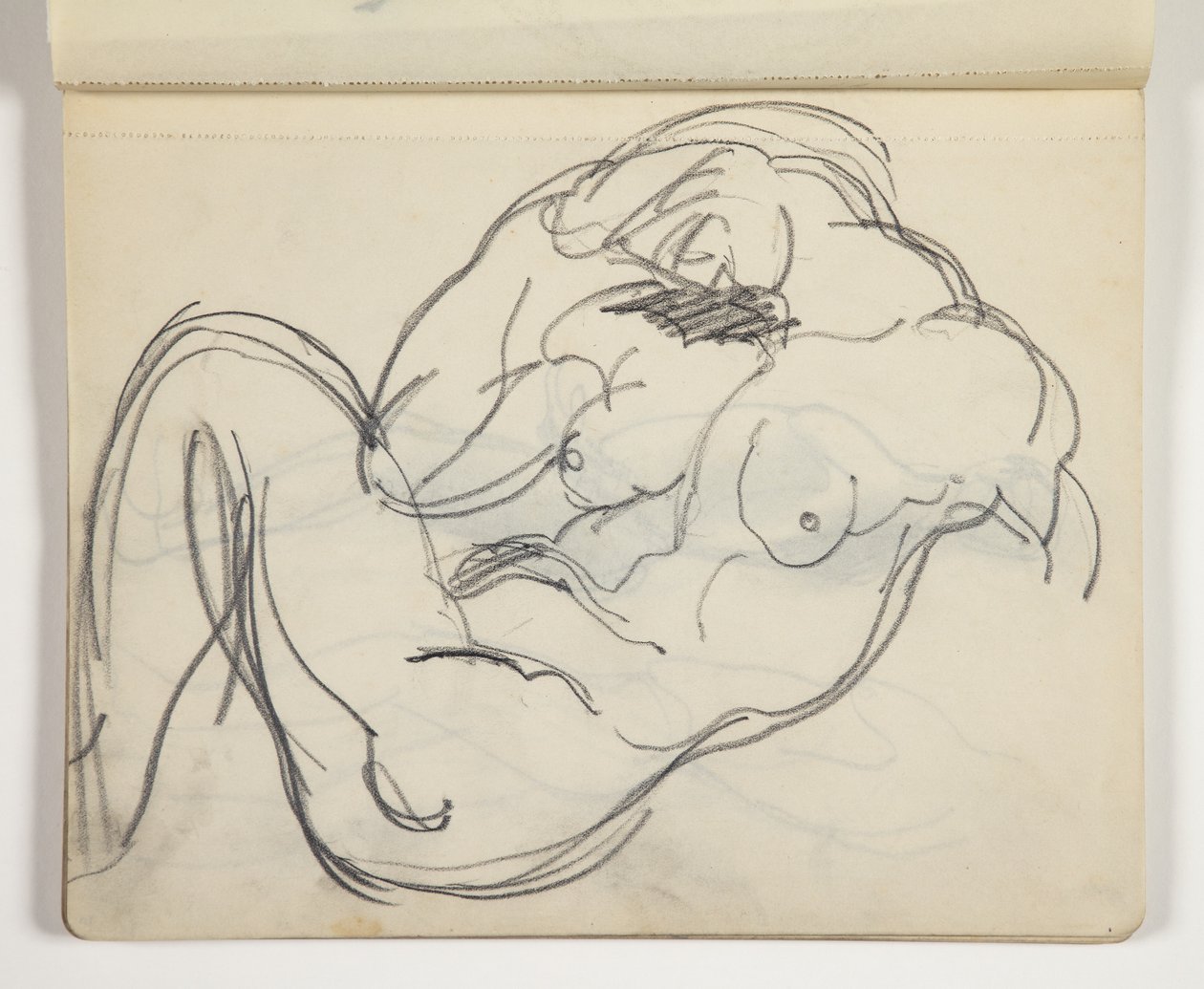 Figura nuda sdraiata maschile o femminile; possibilmente studio da scultura classica da J.A. Jerichau